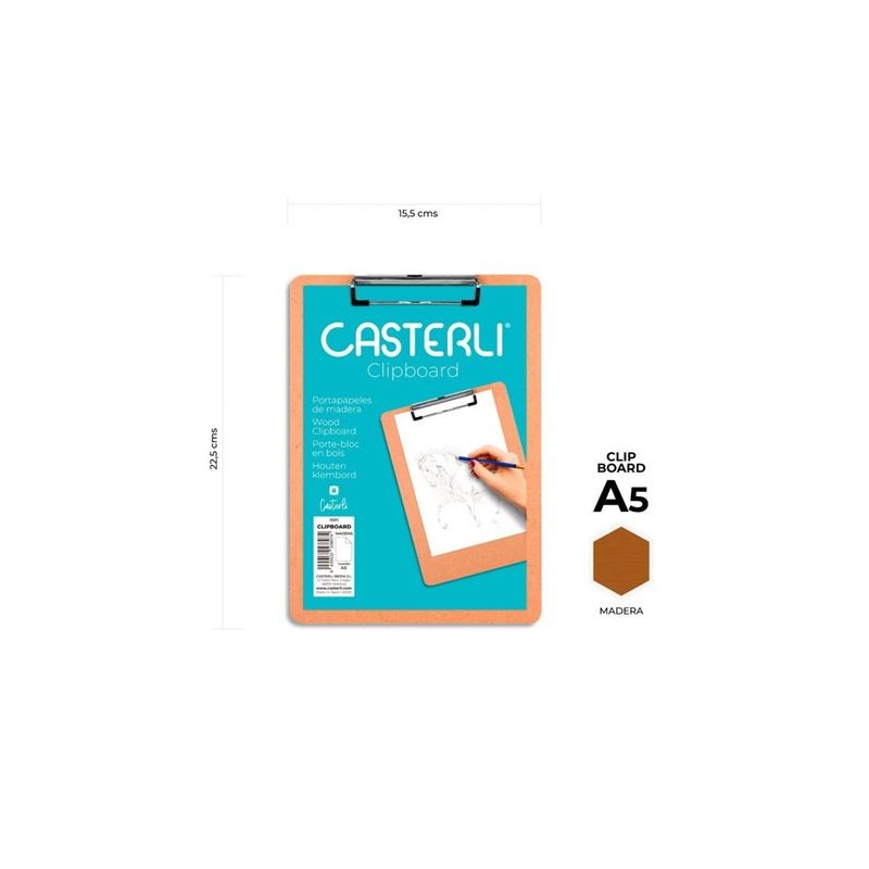 PORTAPAPELES CLIPBOARD DE MADERA A5