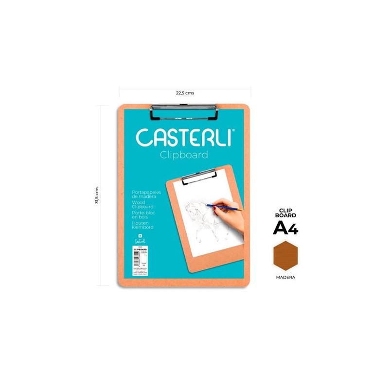 PORTAPAPELES CLIPBOARD DE MADERA A4