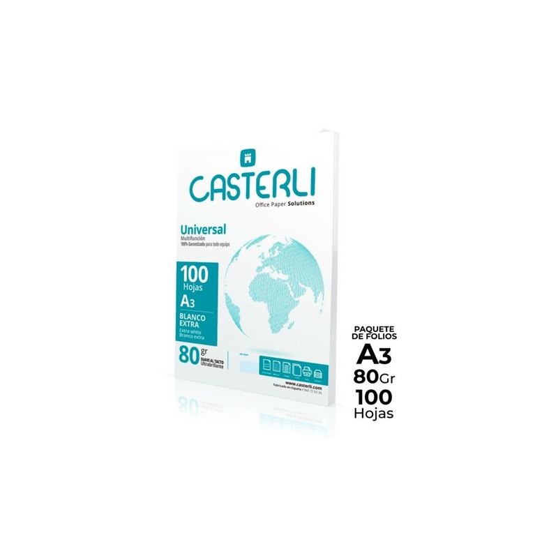 PAQUETE DE 100 FOLIOS A3 80GR CASTERLI