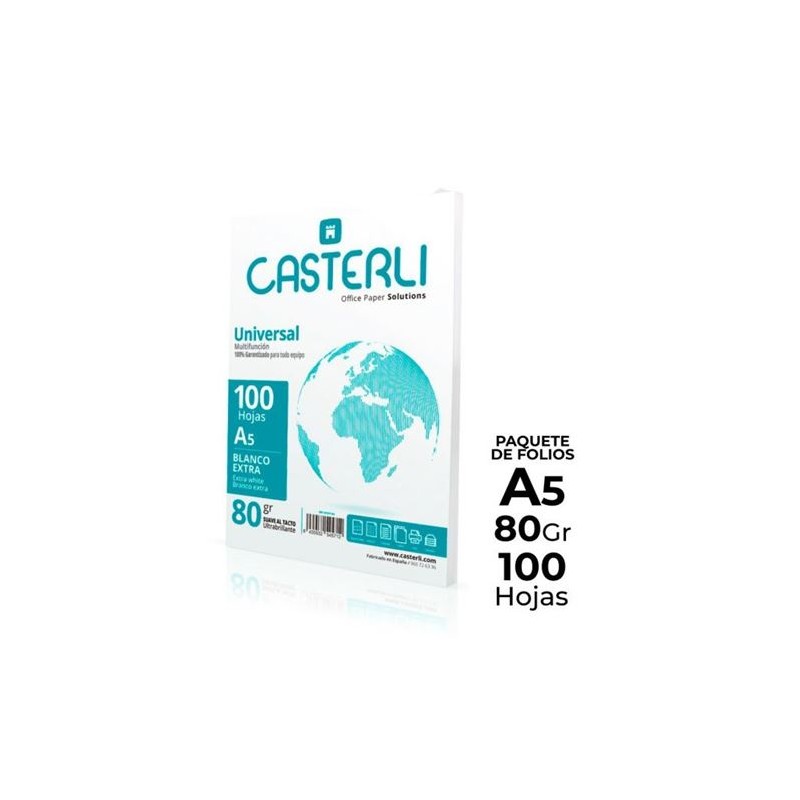 PAQUETE DE 100 FOLIOS A5 80GR CASTERLI