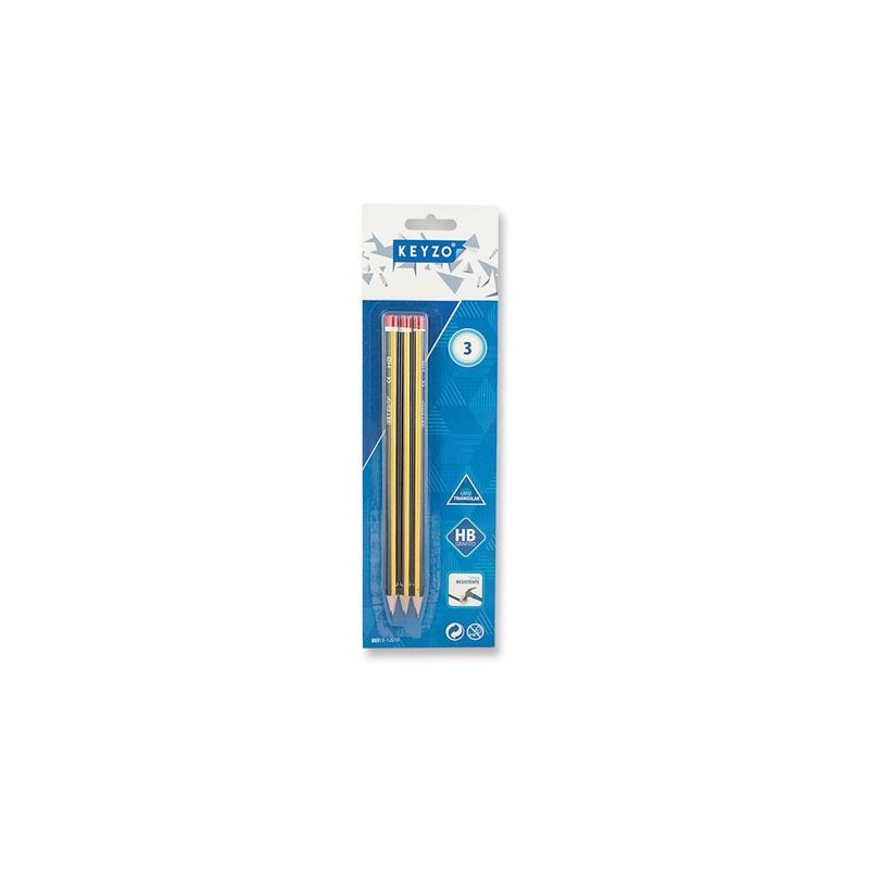 PACK 3 LÁPICES GRAFITO TRIANGULAR KEYZO