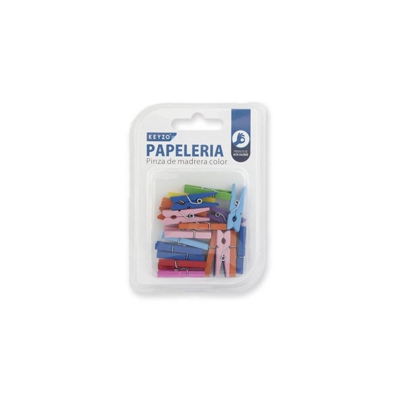 PACK 20 PINZAS MADERA COLORES 3MM KEYZO