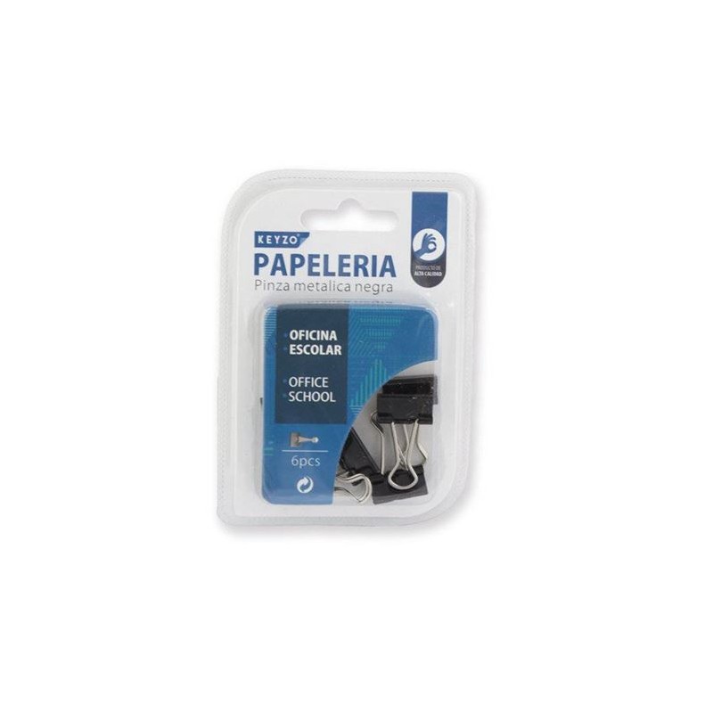 PACK 6 PINZAS METÁLICAS NEGRAS Nº5 KEYZO