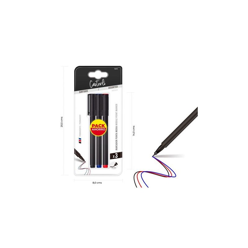 PACK DE 3 MARCADORES PERMANENTE PUNTA...