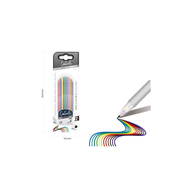 ESTUCHE DE 12 MINAS COLORES 2.0MM...