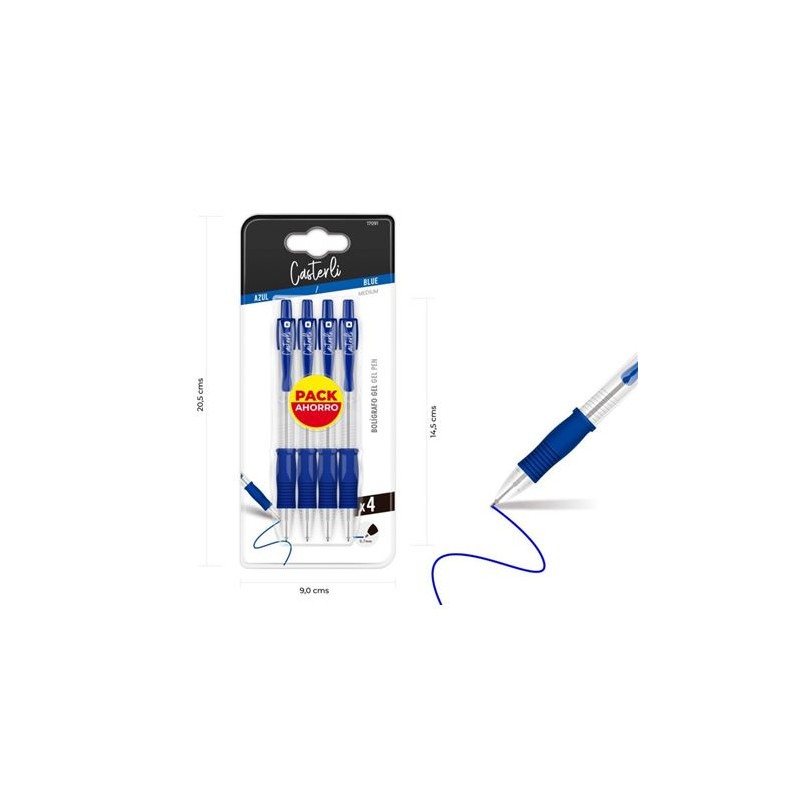 PACK 4 BOLÍGRAFOS GEL 0.7MM AZUL...