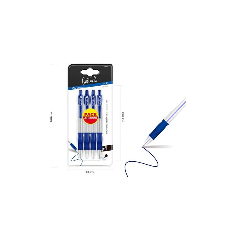 PACK 4 BOLÍGRAFOS RETRÁCTIL 1.0MM...