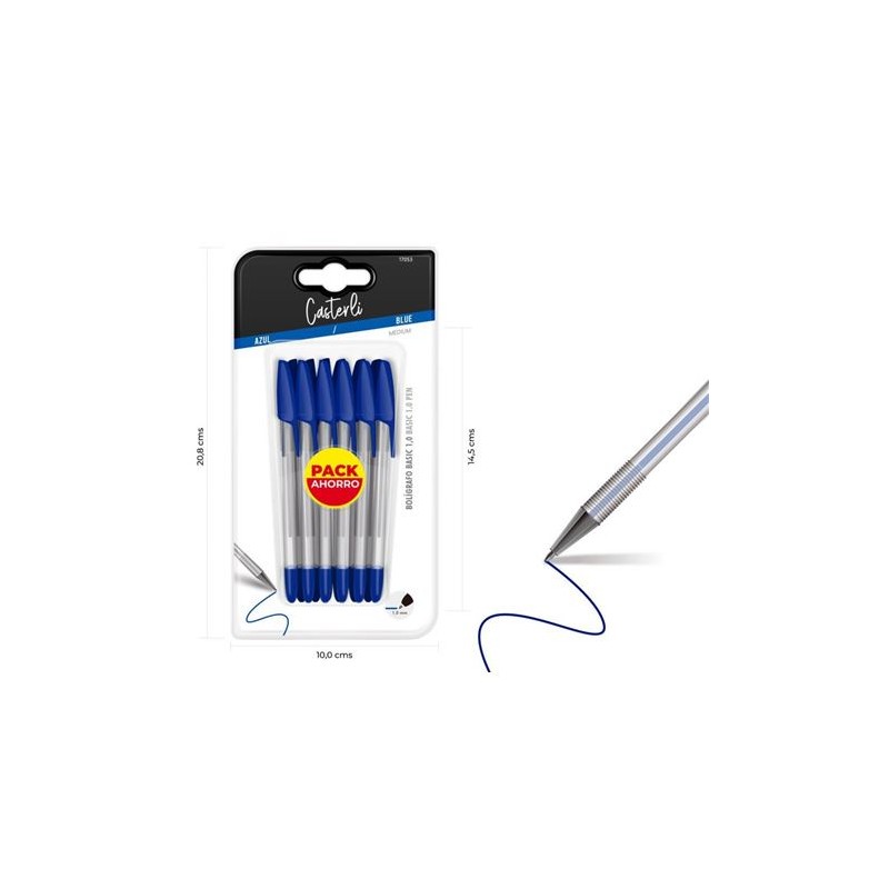 PACK 12 BOLIGRAFOS BASIC 1MM AZUL...