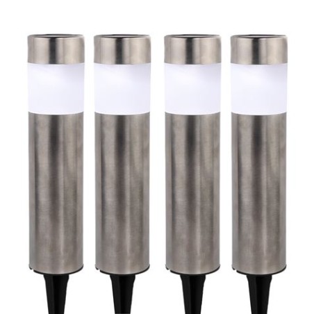 PACK 4 BALIZAS SOLARES TUBULARES INOX DE JARDIN 6000K