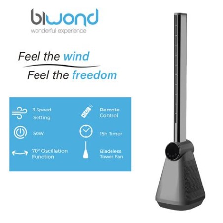 VENTILADOR DE TORRE 50W SIN ASPAS COOLFEEL BIWOND