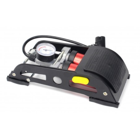 INFLADOR DE PIE DOBLE CON MANOMETRO 130 PSI MADER