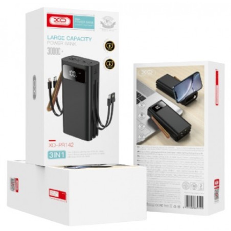 POWERBANK PR142 30000MAH | 4 ENTRADAS Y 5 SALIDAS | DISPLAY Y CABLES XO