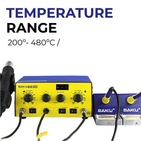 ESTACION SOLDADURA AIRE CALIENTE 550W BAKU-603D (NOTA: GARANTIA ESPECIAL)