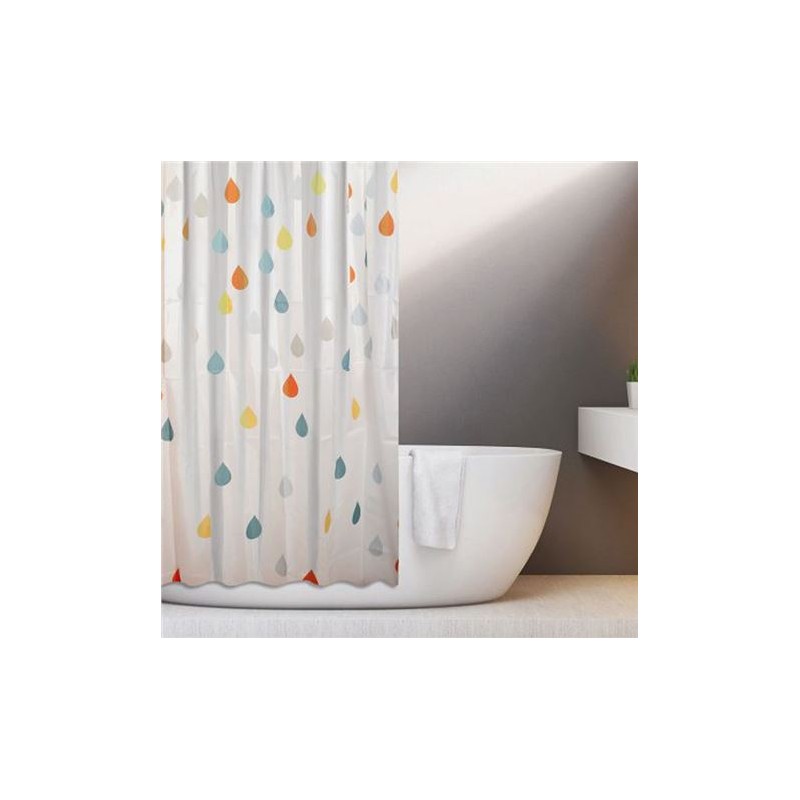 CORTINA DE BAÑO 100% POLIESTER GOTAS HBS