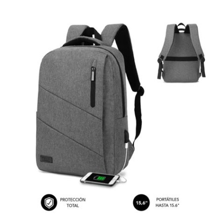 MOCHILA PARA PORTATILES HASTA 15.6" CITY BACKPACK CON USB SUBBLIM GRIS