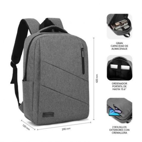 MOCHILA PARA PORTATILES HASTA 15.6" CITY BACKPACK CON USB SUBBLIM GRIS