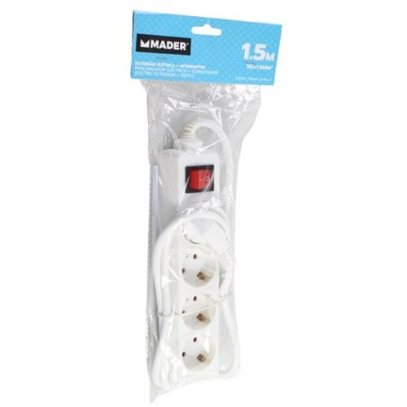 BASE MULTIPLE 4 TOMAS 1,5 METROS INTERRUPTOR MADER