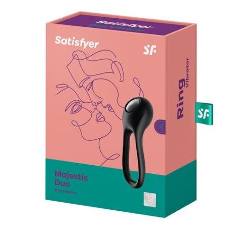 ANILLO VIBRADOR PARA PENE MAJESTIC DUO NEGRO SATISFYER