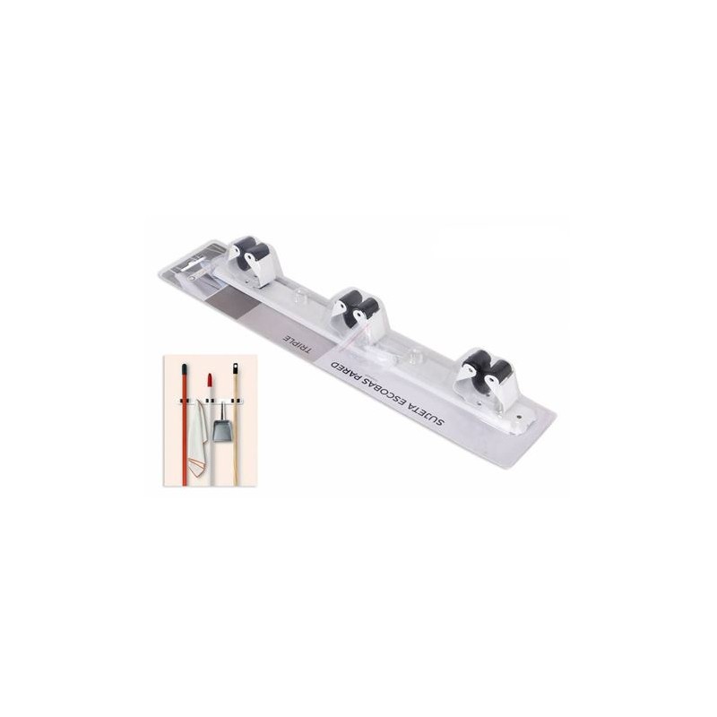 SUJETA ESCOBA DE PARED TRIPLE CONFORTIME