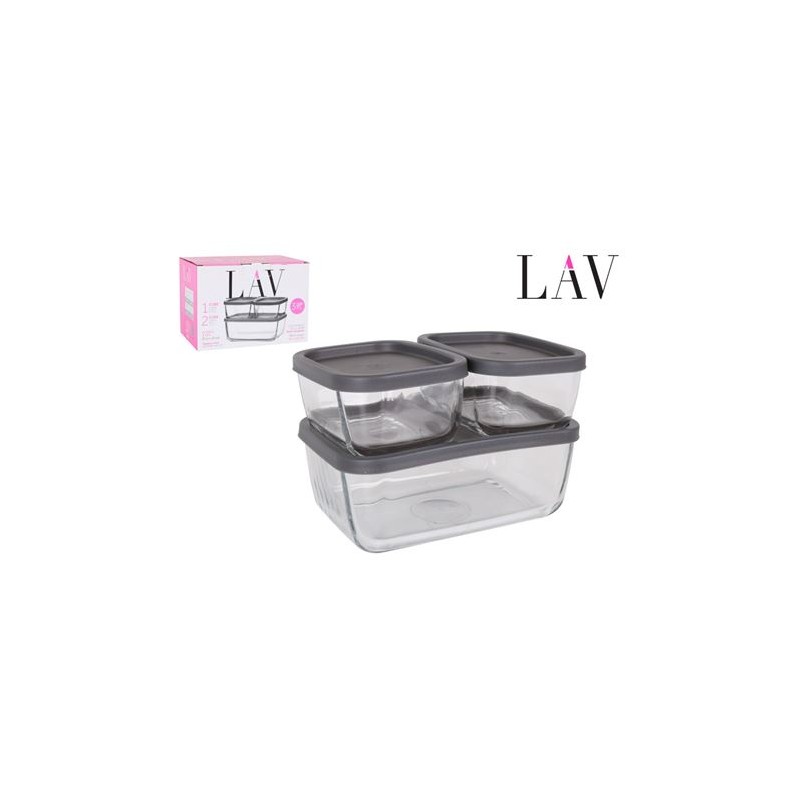 SET 3 TUPPER CRISTAL RECTANGULAR LAV