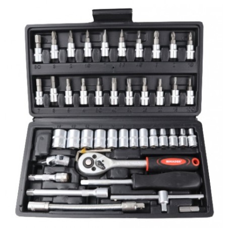 MALETIN HERRAMIENTAS C.V. 46 PIEZAS 1/4" MADER