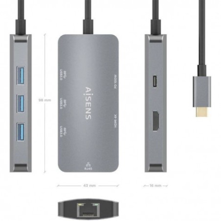 DOCKING HUB USB TIPO-C ASUC-6P019-GR AISENS