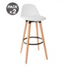 PACK 2 TABURETES ACOLCHADOS CON RESPOSAPIÉS BLANCOS MUVIP