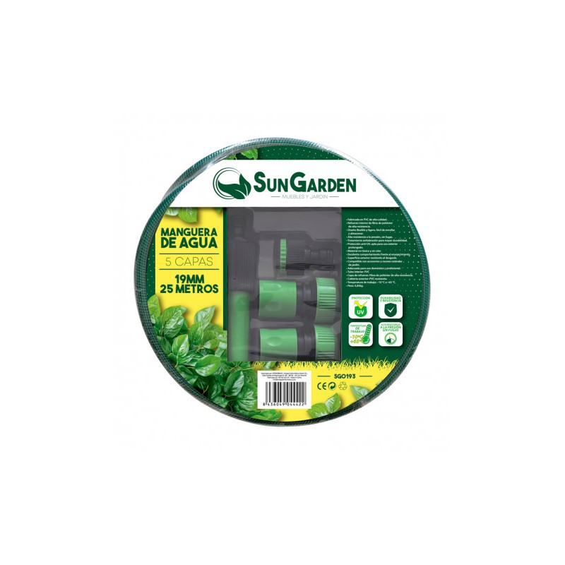MANGUERA AGUA 5 CAPAS 19MM 25METROS SUNGARDEN