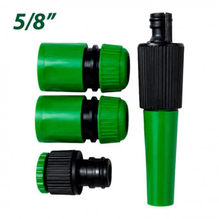 SET 4PCS BOQUILLA DE RIEGO + ADAPTADORES PARA MANGUERA 5/8" SUNGARDEN
