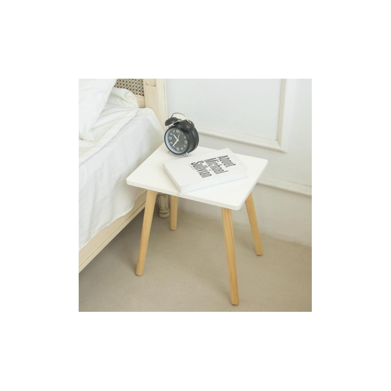 MESITA AUXILIAR MADERA BLANCA CUADRADA
