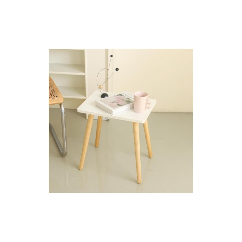 MESITA AUXILIAR MADERA BLANCA CUADRADA