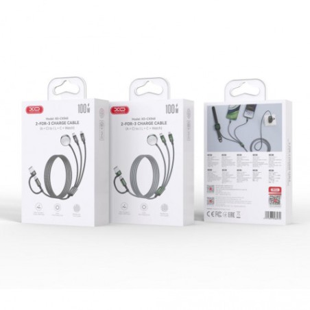 CABLE USB-A/C 3 EN 1 2X USB-C Y CARGADOR MAGNETICO PARA SMARTWATCH CX040 XO