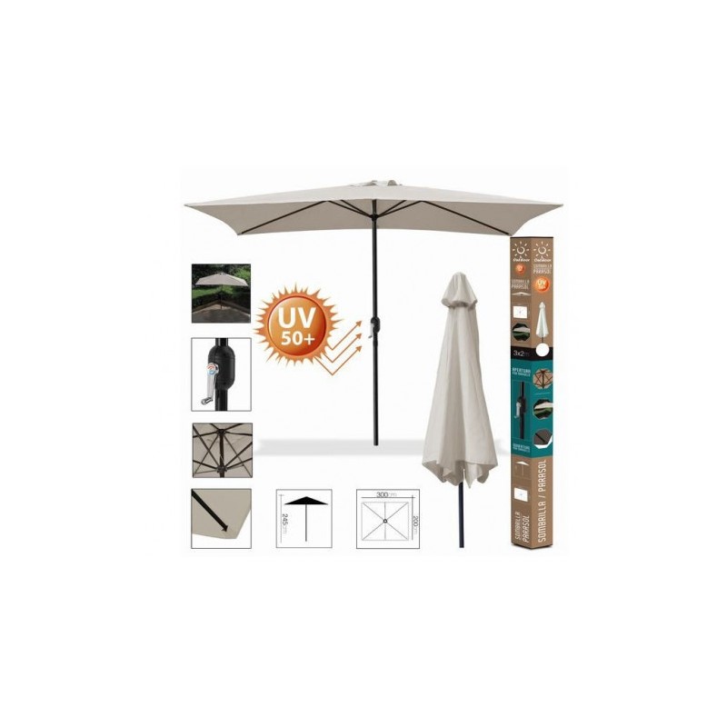 SOMBRILLA JARDIN 3X2 METROS UV50+ BEIGE