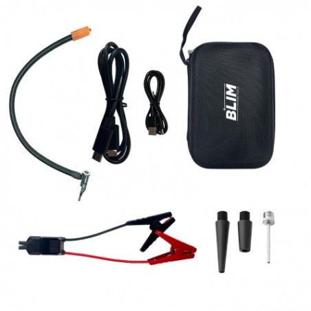 ARRANCADOR BATERIAS 4 EN 1 CON COMPRESOR Y POWERBANK 16.000 MAH BLIM