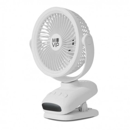 VENTILADOR PORTATIL TIPO CLIP 6" OSCILANTE CON LUZ LED Y BATERÍA MUVIP