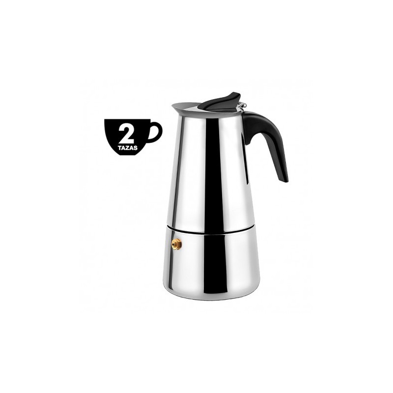CAFETERA ESPRESSO ITALIANA DE ACERO INOXIDABLE 2 TAZAS MUVIP
