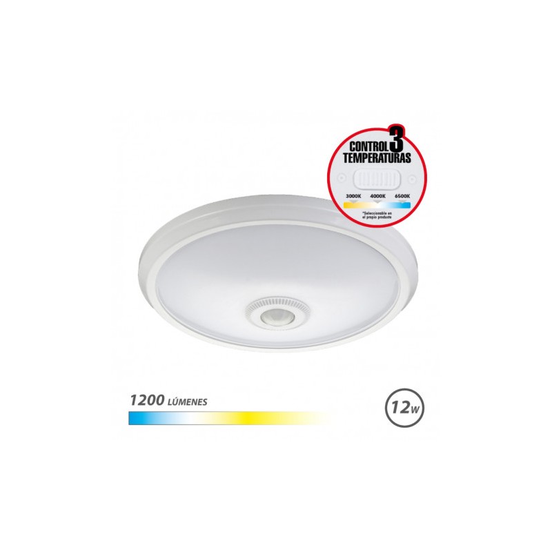 APLIQUE DE SUPERFICIE LED CON SENSOR 12W | 1200LM | LUZ CCT ELBAT