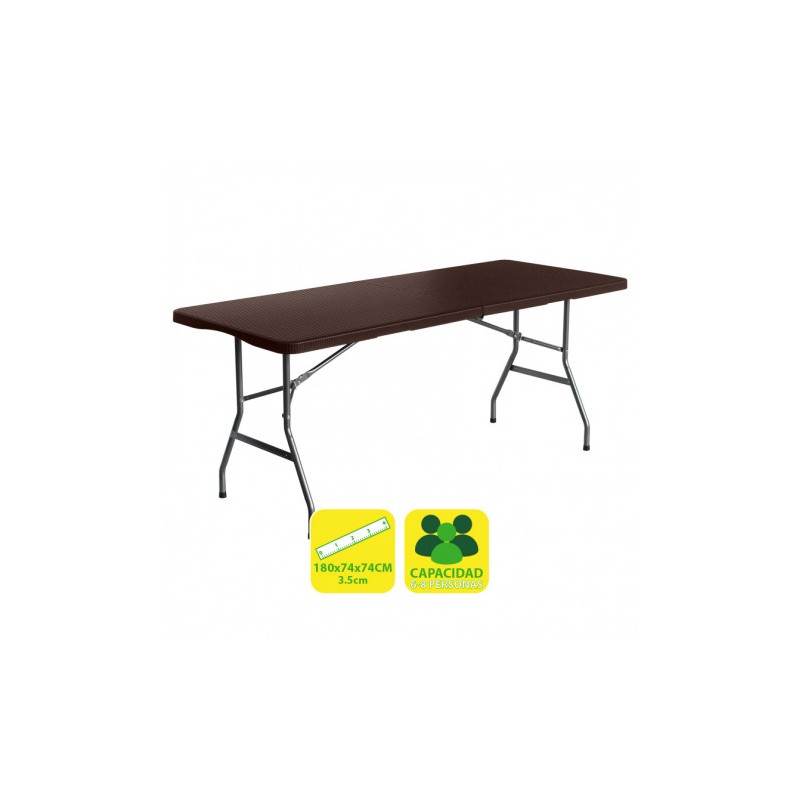 MESA DE RESINA PLEGABLE EFECTO RATÁN...