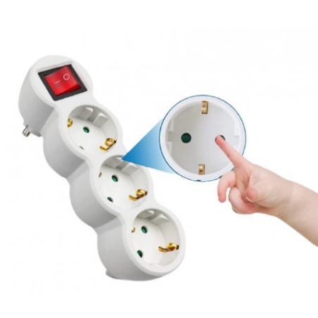 BASE MULTIPLE 3 TOMAS CON INTERRUPTOR ELBAT