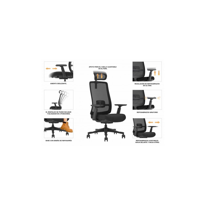 SILLA OFICINA GAMA SENIOR SE9000 CROMAD