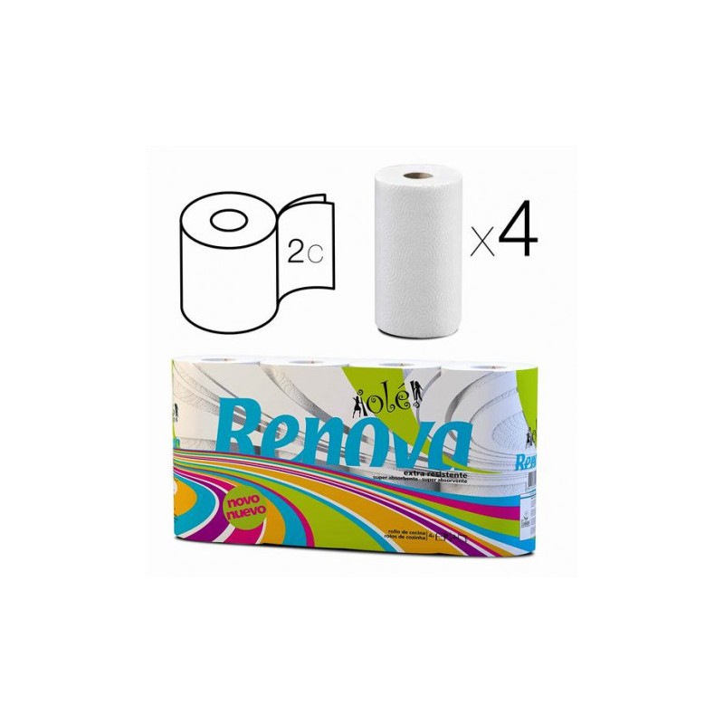 PACK 4 ROLLOS PAPEL COCINA DOBLE CAPA...