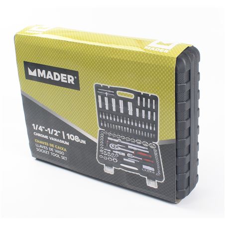 MALETÍN HERRAMIENTAS C.V. 108 PIEZAS 1/4" - 1/2" MADER - 61154-1