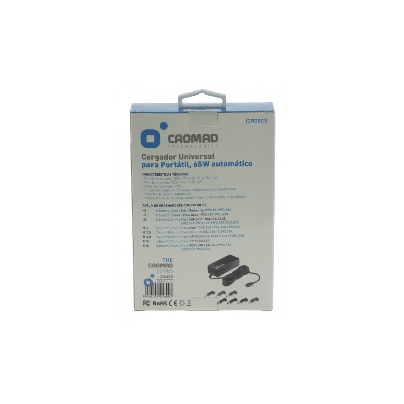 CARGADOR UNIVERSAL AUTOMÁTICO 65W CROMAD