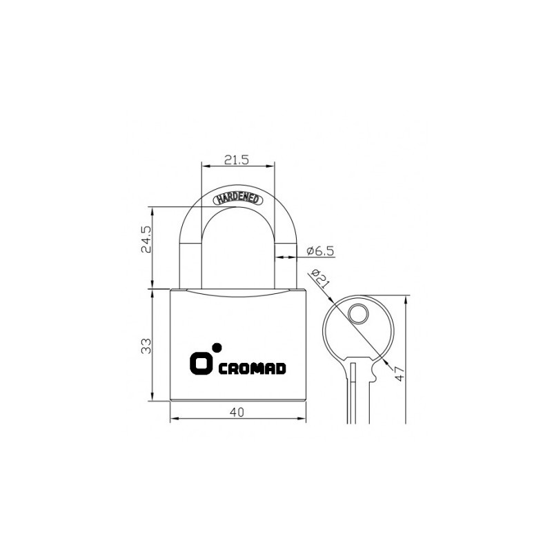 CANDADO DE LATÓN 40MM 2 LLAVES CROMAD