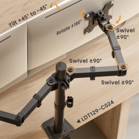 SOPORTE DE MESA 2 MONITORES 17"-32" CROMAD