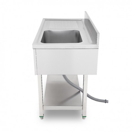 FREGADERO INDUSTRIAL 140X70X85CM CUBETA DERECHA Y ESTANTE CHEF PRO