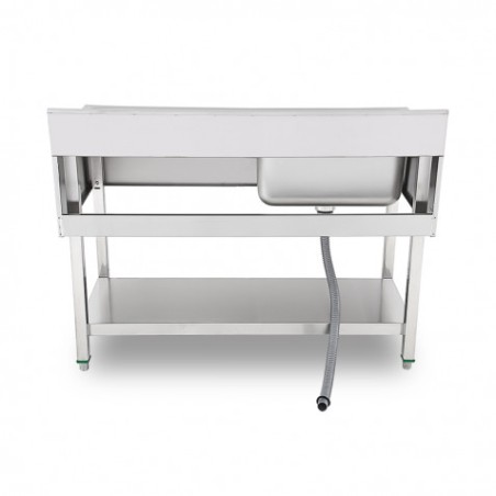 FREGADERO INDUSTRIAL 140X70X85CM CUBETA IZQUIERDA Y ESTANTE CHEF PRO