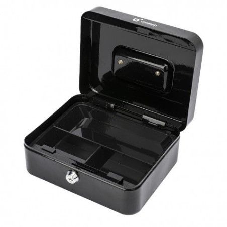 CAJA DE CAUDALES METÁLICA CON LLAVE 9X20X16CM 3 COMPARTIMENTOS CROMAD