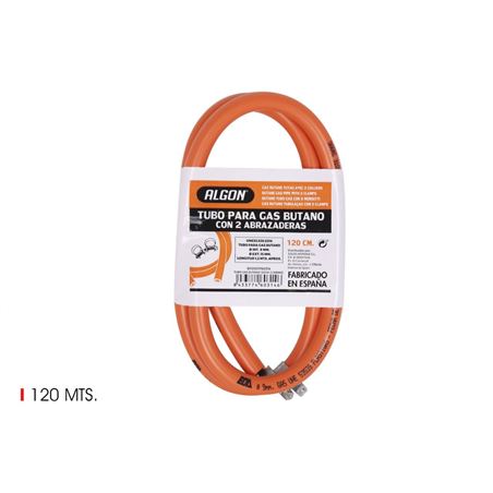 MANGUERA GAS BUTANO 120CM CON ABRAZADERA ALGON - BY01011760314