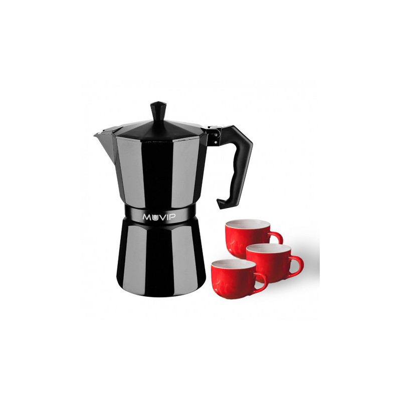 CAFETERA 3 TAZAS ALUMINIO NEGRO MATE...